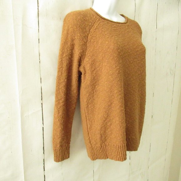 LL Bean Sweater M Medium Mustard Brown Pullover Long Sleeve - Picture 3 of 7